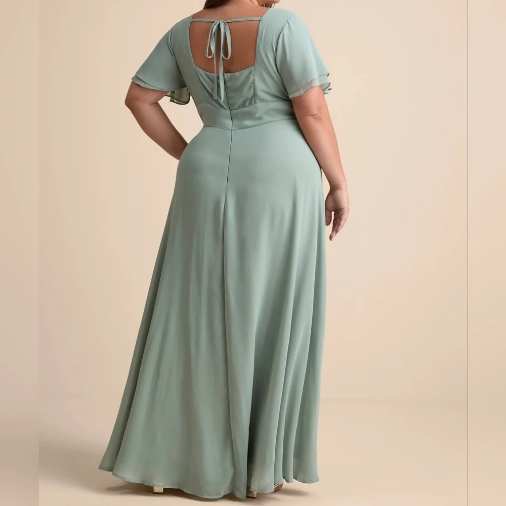 Lulus Promise Of Love Sage Brush Flutter Sleeve Maxi Dress, Size XL - Picture 4 of 13